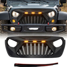 For 2018-21 Jeep Wrangler JL JT Front Grille Demon Grill w/LED Off Road Lights picture