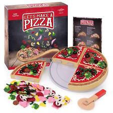 Let's Make a Pizza Wood Toy Playset w/ 140 Felt Toppings Imagination Generation picture