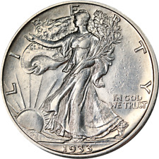 1933-S Walking Liberty Half Choice AU Details Nice Luster Nice Strike picture