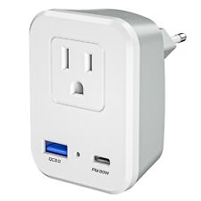 European Travel Plug Adapter Type C converter Dual USB for US to EU outlets picture