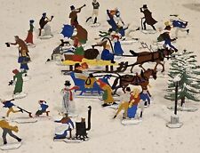 Vintage Hans Heinrichsen Miniature Double-Sided, Painted Winter Figurines– 30 pc picture