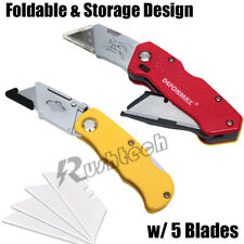 Folding Utility Knife with 5 Blades Heavy Duty Box Cutter Quick Blade Change NEW picture