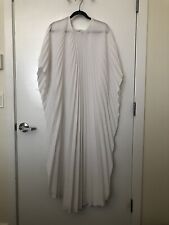VINTAGE WHITE UNBRANDED POLYESTER WHITE PLEATED ACCORDIAN CAFTAN OS picture