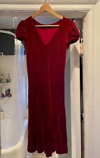 Betsey Johnson Vintage Red Velvet Dress, V-Neck, Short Sleeve, Large picture