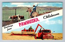 Pawhuska OK-Oklahoma, Scenic Banner Greetings, Antique Souvenir Vintage Postcard picture