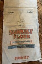 VINTAGE FEED SACK…SUNKIST FLOUR.. 28” Long, 15” Wide Folded In Middle Front Only picture