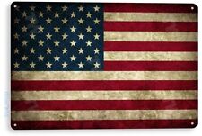 American Flag Patriotic Rustic USA American Flag Metal Decor Tin Sign A212 picture