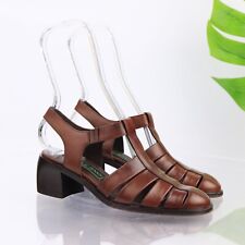Vintage Cole Haan Italy Women's Sandal Size 6 Brown Leather Block Heel Fisherman picture