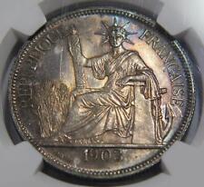PIASTRE FRENCH INDO CHINA 1903 SEATED MARIANNE VIETNAM NGC MS63 COIN TONED 🌈⭐🌈 picture