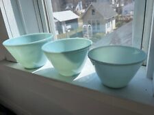Vintage Fire King Turquoise Blue Splash Proof Mixing Bowls Set of 3 - GREAT SET picture