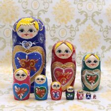 Moonmo 10pcs Russian Style Stacking Nesting Dolls Handmade Matryoshka Wood picture