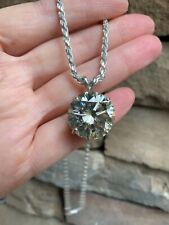 Sterling Silver Moissanite Pendant Necklace Huge Handcrafted picture
