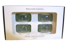 Williams Sonoma Green Swirl Glass Napkin Rings Set Of 4 New In Box Unopened picture