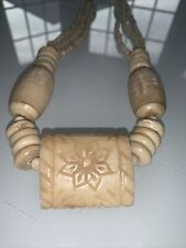 Massive Tribal Native Ceremonial Antique Super Heavy Carved Flower Bead Necklace picture