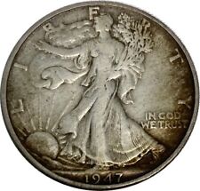 1947-D Silver Walking Liberty Half Dollar Grading VF/XF 90% Silver picture