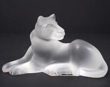 Lalique Satin Frosted Crystal Resting Simba Lioness Sculpture 9 1/2