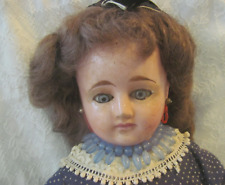 Antique Wax Over Paper Mache Doll w/Cloth Body 21