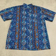 Vintage Sears Hawaiian Shirt Mens Large Brushpopper Geometric Aztec USA 80s picture