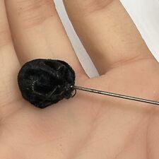 Antique Victorian Black Velvet Puff Hat Pin 3.5 Inches Long Ladies Accessory picture