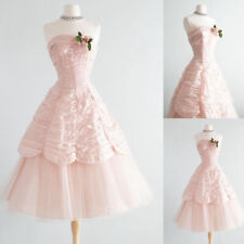 Vintage Pink 1950s Cherry Prom Dresses Short Cocktail Knee Length Party Gowns picture