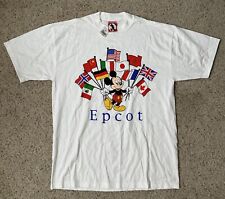 Vintage 90s Mickey Inc Mickey Mouse Walt Disney World Epcot Flags Shirt NWT picture