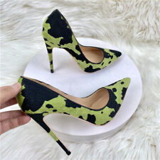 Elegant Women's Shoes Pointed Toe High Heels Pumps Camouflage Horse Hair Heel picture