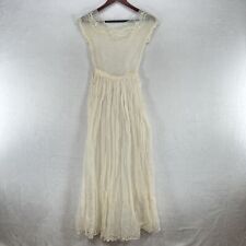 Antique 1930s Dress XS Ivory Sheer Maxi Lace Vintage Crochet Woven Delicate picture