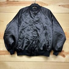 Vintage West Ark Jacket Mens XL Black Nylon Satin Bomber Snap Front Lined USA picture