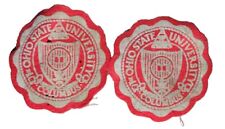 Vintage Ohio State University Round Felt Patches Lot Of 2 Hand Sew Red And Gray picture