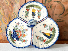 Antique Henriot Quimper French Faience Pottery Divided Serving Dish Tray picture