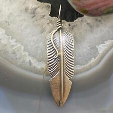 Chris Charley Native American Sterling Silver Engraved Feather Unisex Pendant picture