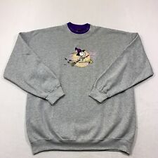 Vtg Snoopy Peanuts Sweatshirt Adult XL Embroidered Halloween Witch Double Neck picture