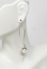 Vintage Artisan 925 Sterling Silver Threader Hoop Dangle/Drop Pierced Earrings picture
