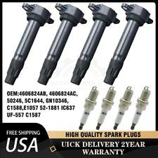 4 Ignition Coil UF557 + 4 Spark Plug for Dodge Journey Jeep Caliber Compass 2.4L picture