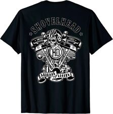 NEW LIMITED HD ShovelHead American Motorcycle Legend VTwin Engine Skull T-Shirt picture