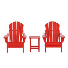 3PC Folding Adirondack Chair with Side Table Set Patio Outdoor Poly Material picture
