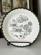 Vtg Royal China Underglaze Print Green Countryside 10” Serving Bowl picture