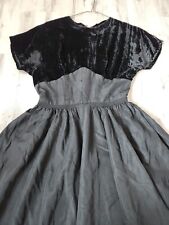 Vintage 1940s Little Black Dress Velvet Top picture