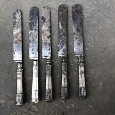 5 FINE Antique Silver Sterling Dinner Knives French early 19th C Fleur-de-Lis picture