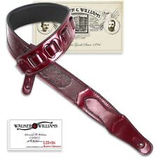 Walker & Williams LID-06 Sangria Purple Leather Padded Strap w/ Western Tooling picture