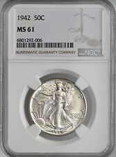 1942-P  50C WALKING LIBERTY SILVER HALF DOLLAR MINT STATE NGC MS61 #6801292-006 picture