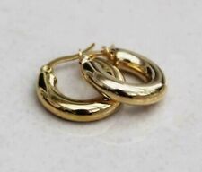 Vintage 14k Yellow Gold Finish Classic Small Chunky Huggies Hoops Earrings picture