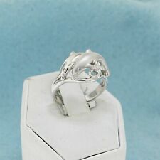 14K White Gold Plated Dolphin Curved 2Ct Round Moissanite Ring Surprise Gift picture