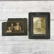 2 Antique Photographs Child School Cabinet Cards Portraits Sepia Vintage picture