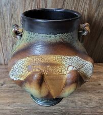 Vintage Earth Wrap Lava Glaze/Crackle Vase/Planter  picture