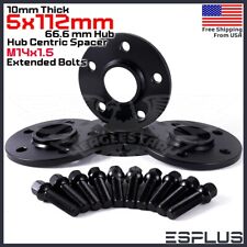 [4] 10mm Thick Mercedes 5x112mm CB 66.6 Wheel Spacer Kit 14x1.5 Bolts Included picture