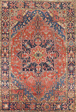 Antique Vegetable Dye Heriiz Serapi Traditional Hand-knotted Room Size Rug 8x11 picture