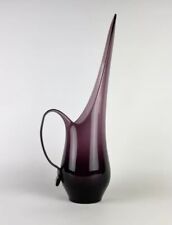Vintage MCM Viking Glass Purple Amethyst Swung Vase Pitcher 17” Without Sticker picture