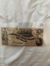 T 44- 1862 $1 Dollar Confederate States Civil War Bank Note picture