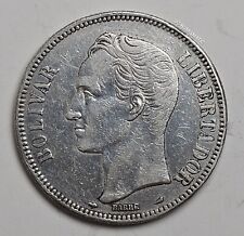 1912 - 5 Bolivares Venezuela Coin- Silver Coin  Lei 900- 25 Gram- Y# 24.2- NICE picture